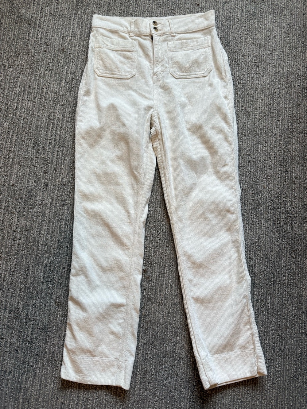 Faherty Women's Ivory Corduroy High Rise Straight Leg Pants Size 28
